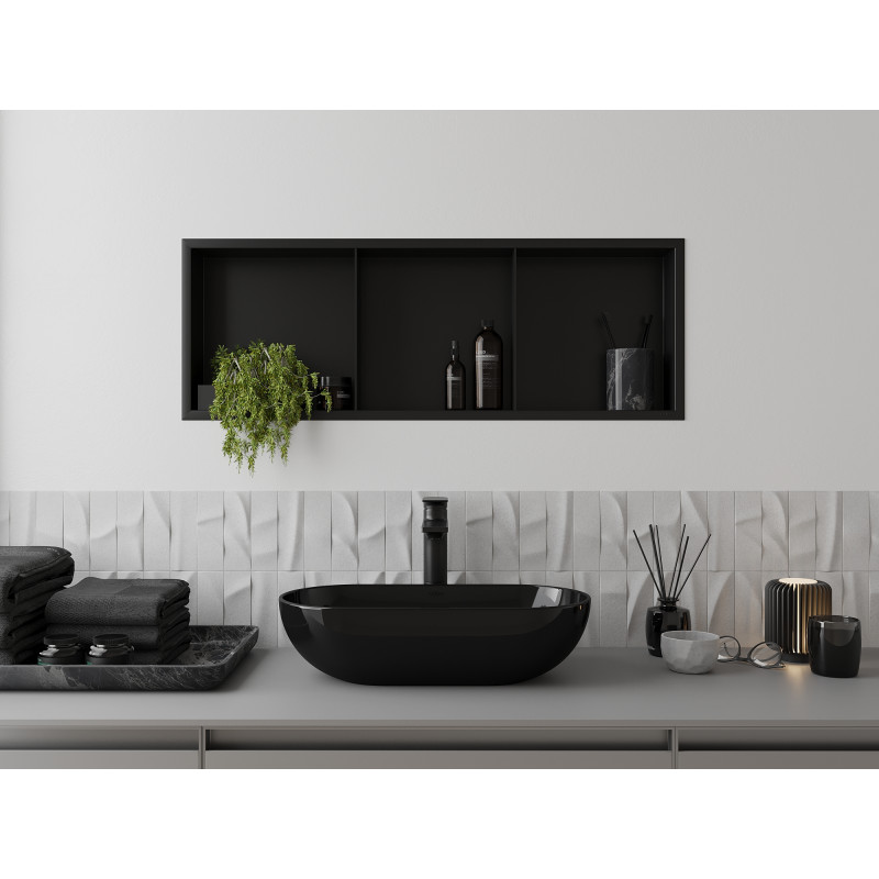 Mexen X-Wall-R niche shelf with flange and shelf 90 x 30 cm, black - 1970903010S