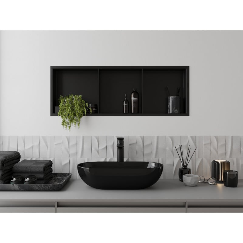 Mexen X-Wall-R recessed shelf with frame and shelf 90 x 30 cm, black - 1970903010S