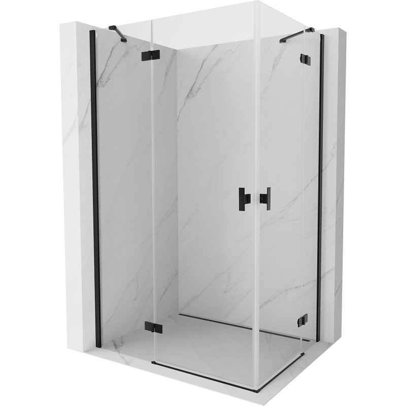 Mexen Mist-H Duo Hinged Shower Enclosure Left 105 x 100 cm, Transparent, Black - 8A5-105L-100P-70-00