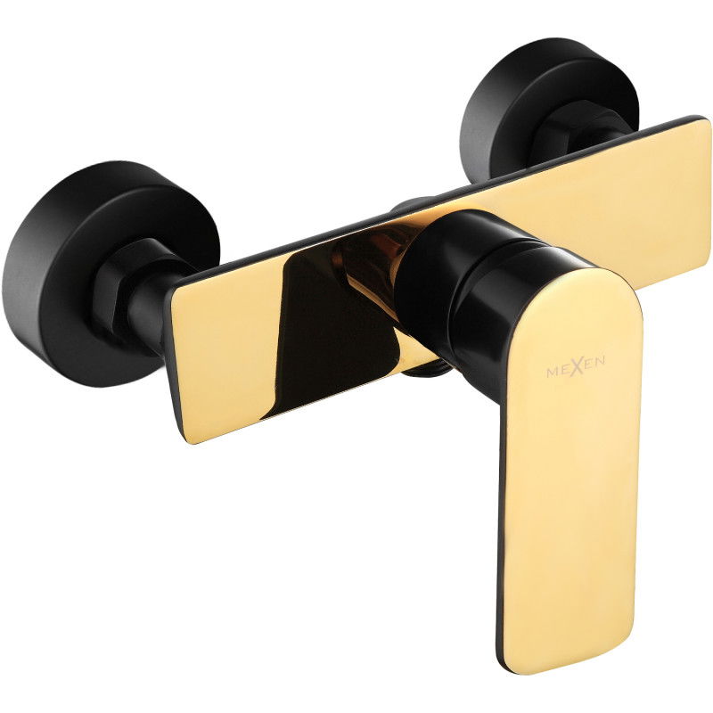 Mexen Alfa Shower mixer tap, Black/Gold - 745740-75