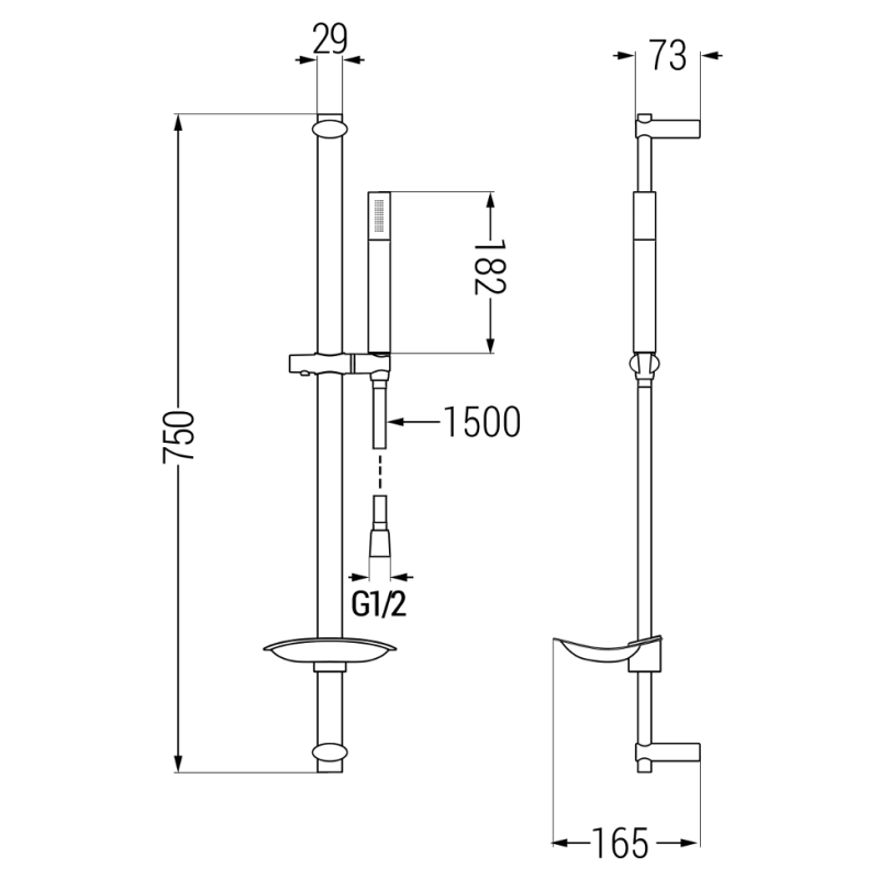 Mexen DB70 slidable shower set, black - 785704584-70