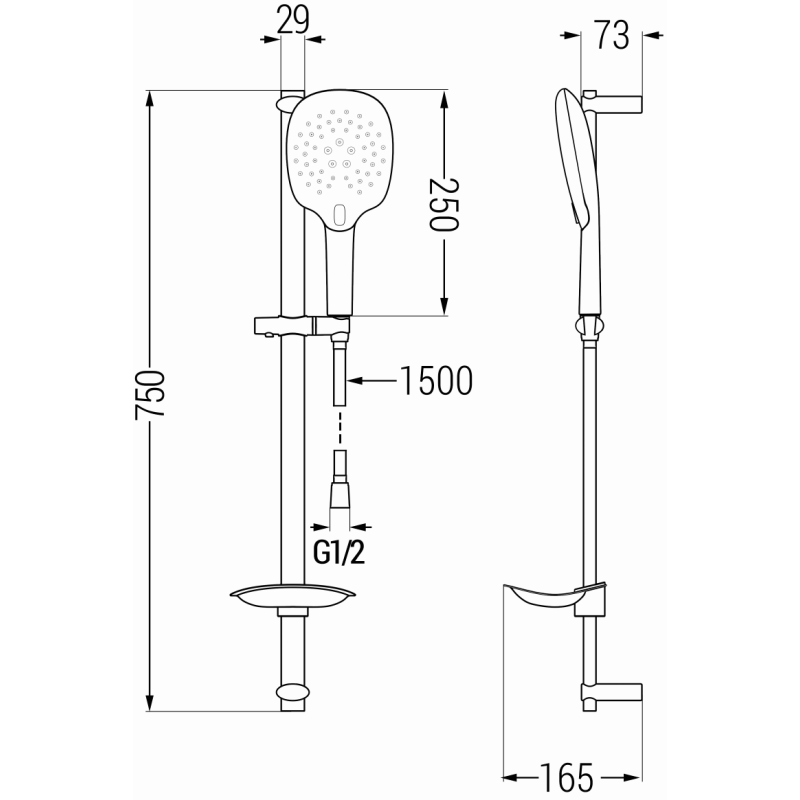 Mexen DB22 black sliding shower set - 785224584-70
