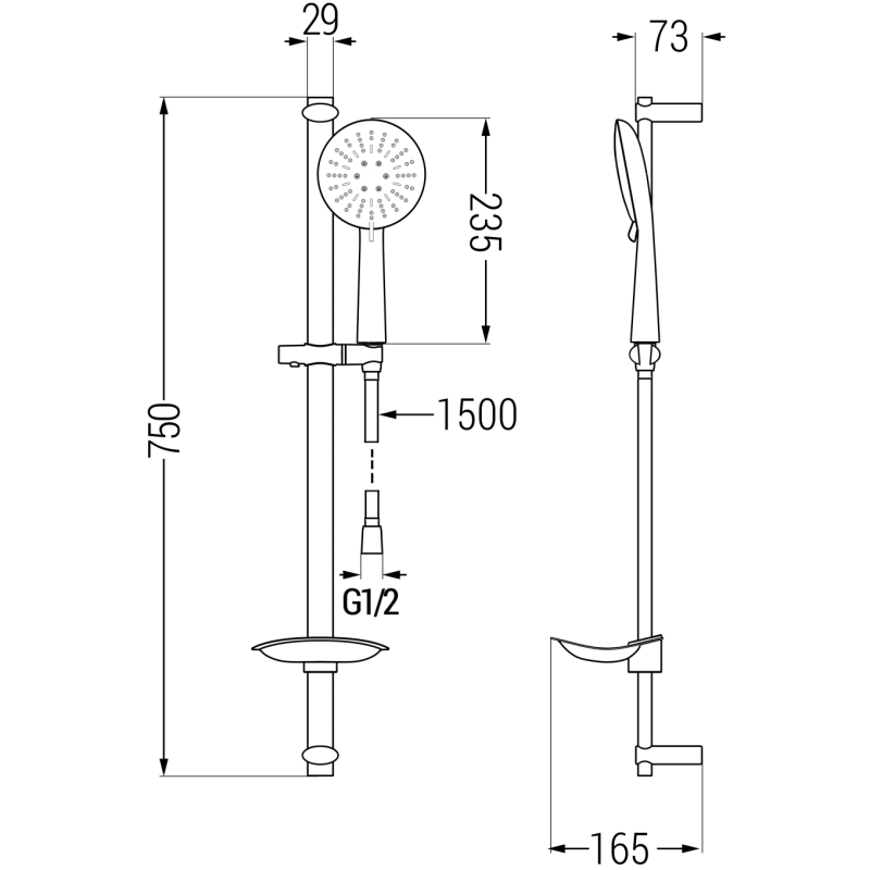 Mexen DB67 sliding shower set, black - 785674584-70