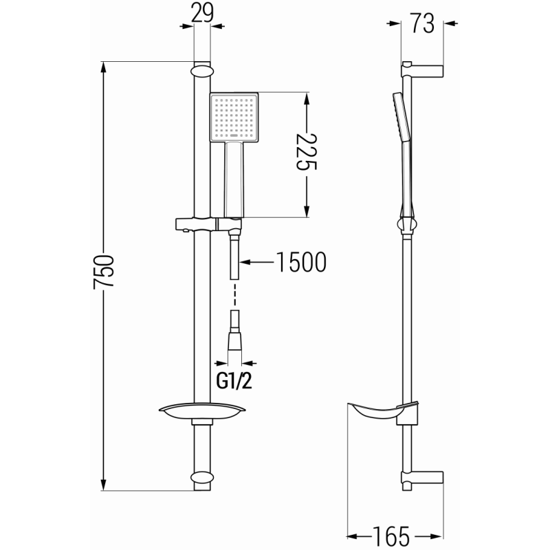 Mexen DB45 adjustable black shower set - 785454584-70