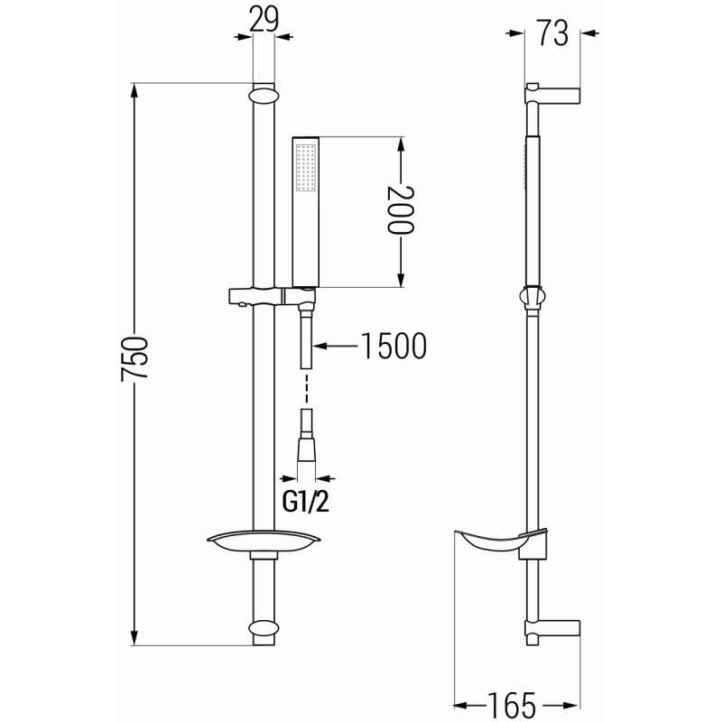 Mexen DB00 sliding shower set, black - 785004584-70