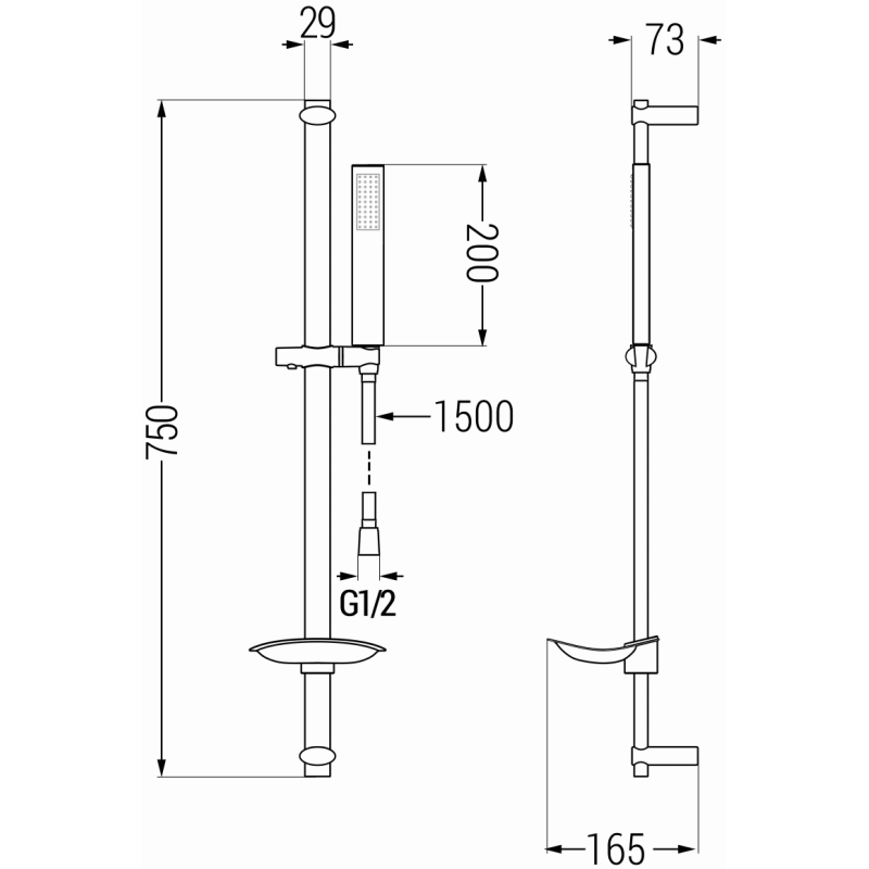 Mexen DB00 adjustable shower set, chrome - 785004584-00