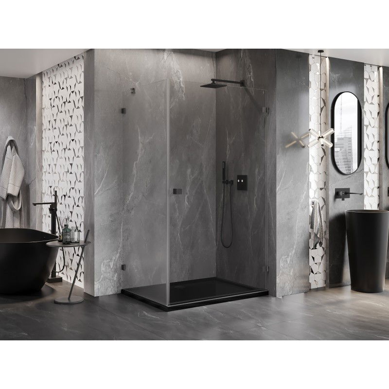 Mexen Lunar-B right hinged shower cabin 100 x 70 cm, transparent, brushed gun gray - 832-100-070-66-00-P