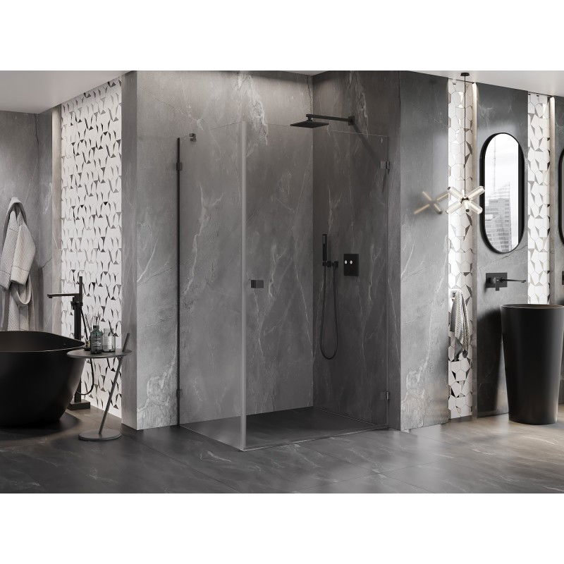 Mexen Lunar-B right hinged shower cabin 100 x 70 cm, transparent, brushed gun gray - 832-100-070-66-00-P