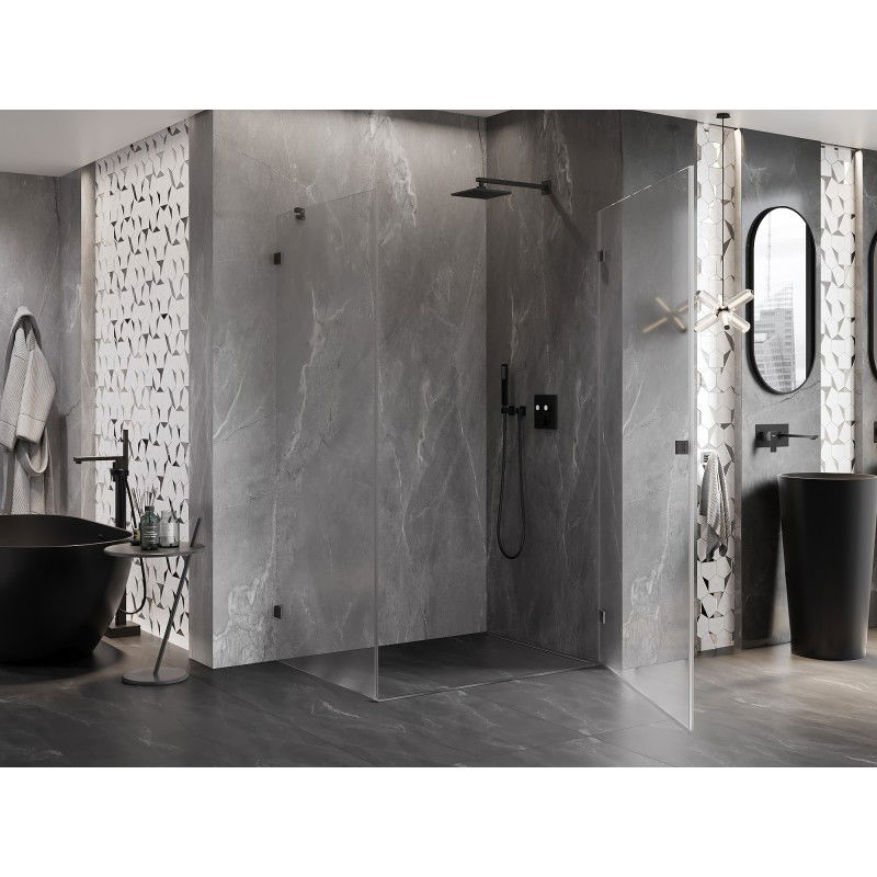 Mexen Lunar-B Hinged Shower Enclosure Right 100 x 90 cm, Transparent, Brushed Gun Gray - 832-100-090-66-00-P