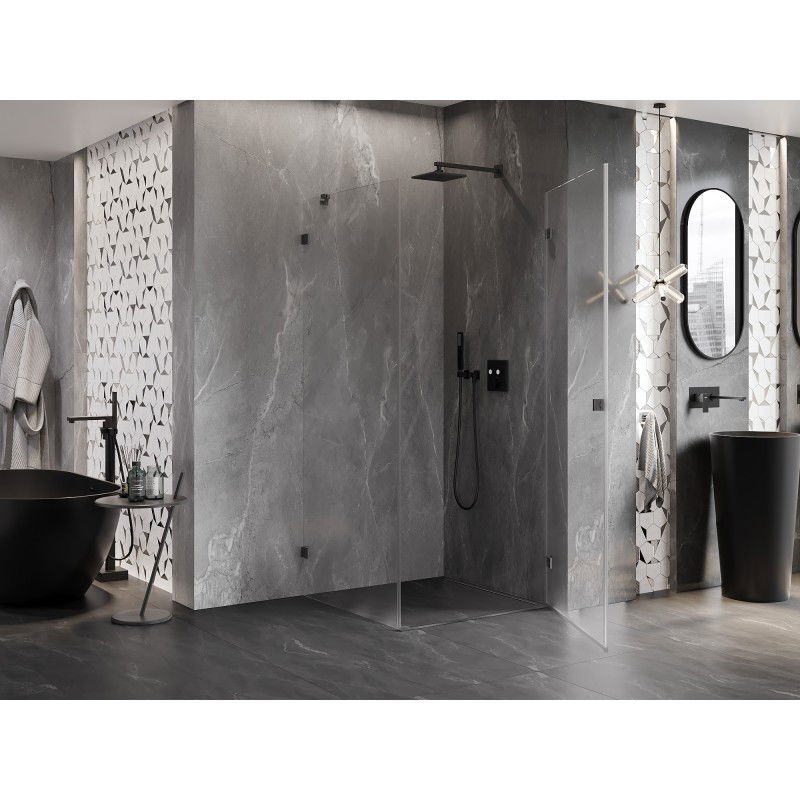 Mexen Lunar-B right hinged shower enclosure 100 x 100 cm, transparent, brushed gun gray - 832-100-100-66-00-P