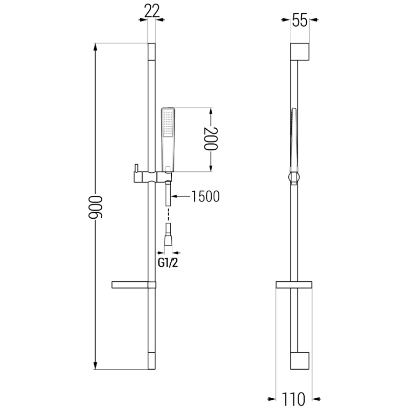 Mexen DS72 adjustable shower set, black - 785724583-70