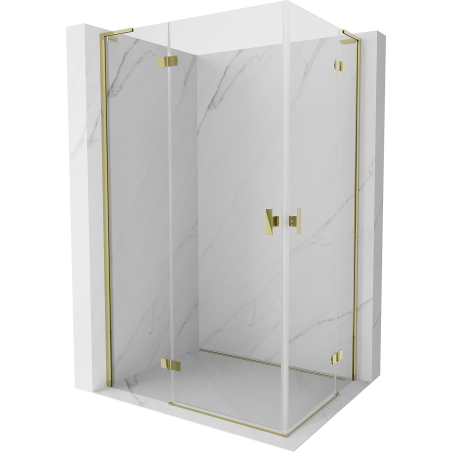 Mexen Mist-H L Duo shower enclosure hinged 75 x 70 cm, clear, gold - 8A5L-075L-070P-50-00