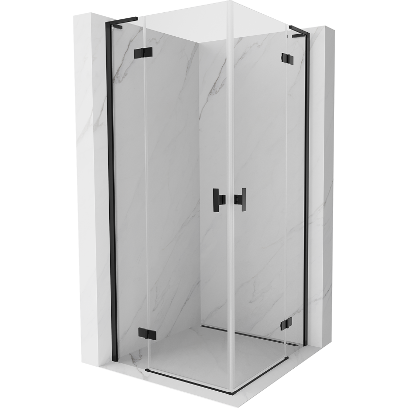 Mexen Mist-H L Duo Hinged Shower Cabin 70 x 70 cm, Transparent, Black - 8A5L-070L-070P-70-00