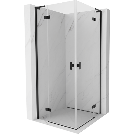 Mexen Mist-H L Duo Hinged Shower Cabin 70 x 70 cm, Transparent, Black - 8A5L-070L-070P-70-00