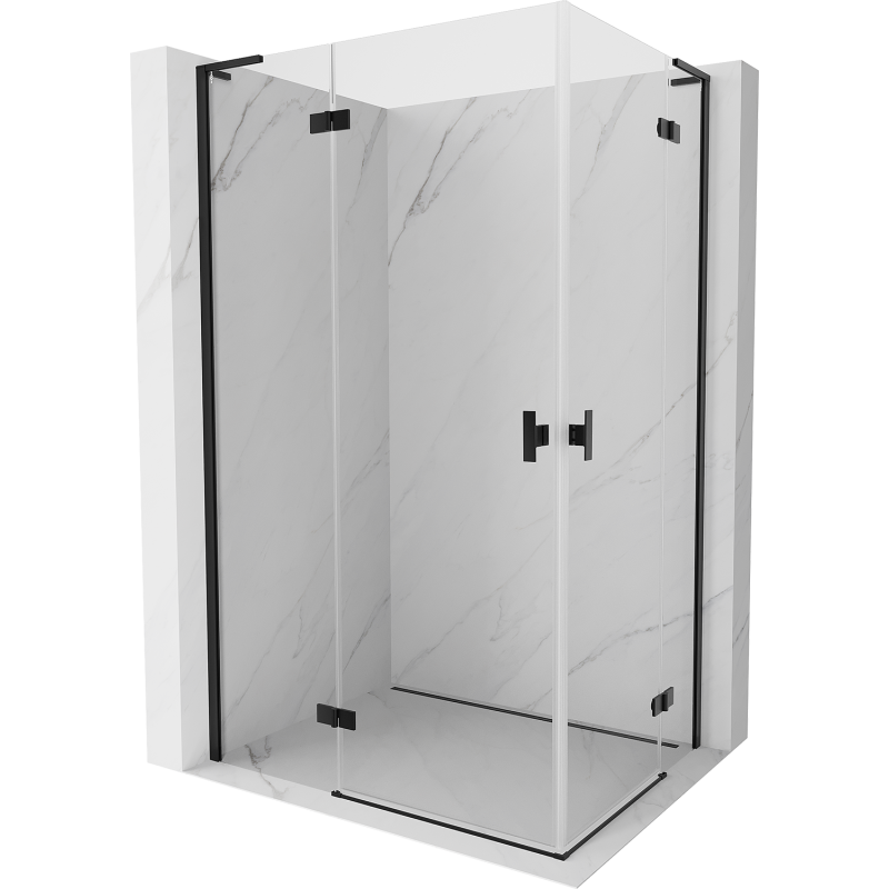 Mexen Mist-H L Duo Swing Shower Enclosure 80 x 70 cm, Transparent, Black - 8A5L-080L-070P-70-00