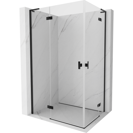 Mexen Mist-H L Duo 90 x 70 cm Pivot Shower Enclosure, Transparent, Black - 8A5L-090L-070P-70-00