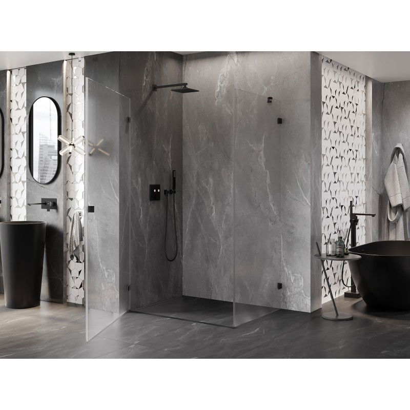 Mexen Lunar-B Pivot Shower Enclosure Left 80 x 70 cm, Transparent, Black - 832-080-070-70-00-L