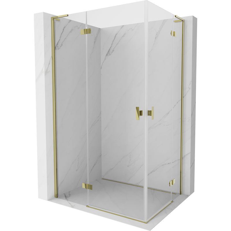 Mexen Mist-H L Duo shower enclosure hinged 100 x 70 cm, transparent, gold - 8A5L-100L-070P-50-00