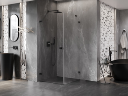 Mexen Lunar-B shower enclosure pivot left 100 x 100 cm, transparent, black - 832-100-100-70-00-L