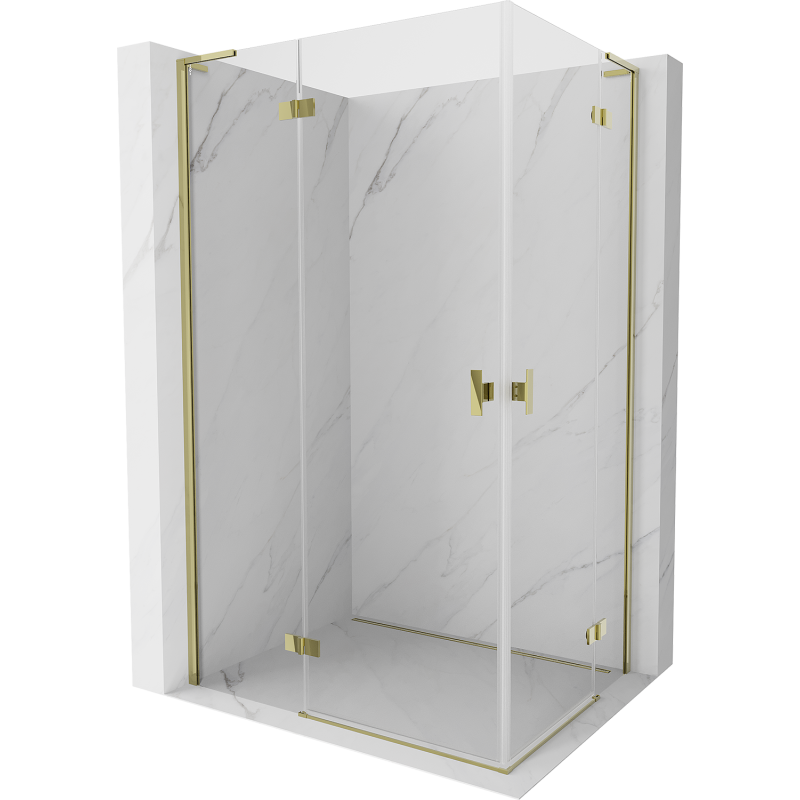 Mexen Mist-H L Duo hinged shower enclosure 100 x 75 cm, transparent, gold - 8A5L-100L-075P-50-00
