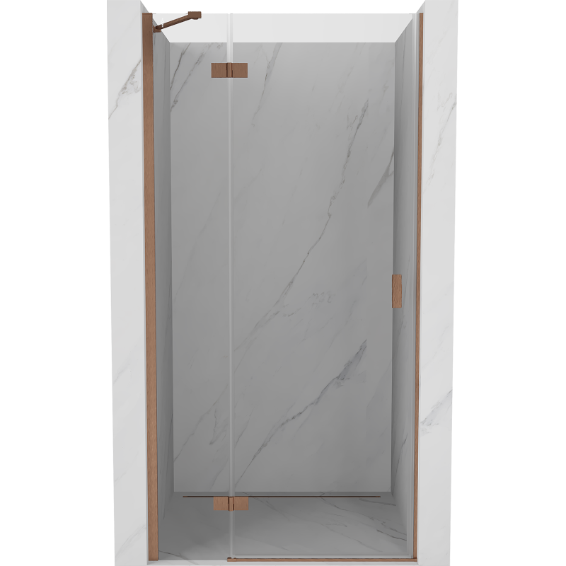 Mexen Mist-H 85 cm Left Swing Shower Door, Transparent, Brushed Copper - 8A5-085-000-65-00-L