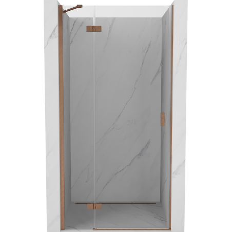 Mexen Mist-H 85 cm Left Swing Shower Door, Transparent, Brushed Copper - 8A5-085-000-65-00-L
