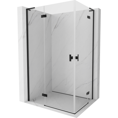 Mexen Mist-H L Duo shower enclosure with swing 75 x 100 cm, transparent, black - 8A5L-075L-100P-70-00