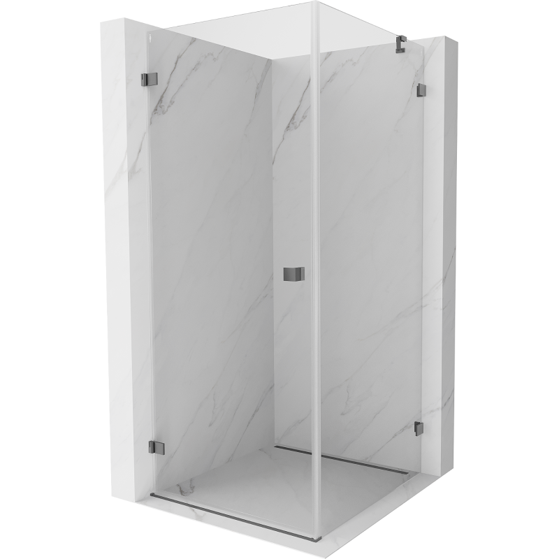 Mexen Lunar-B left hinged shower enclosure 80 x 80 cm, transparent, gun metal - 832-080-080-95-00-L