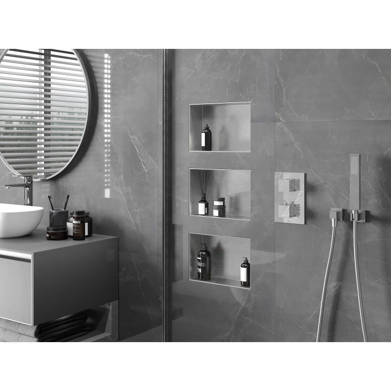 Mexen X-Wall-NR recessed shelf without flange 30 x 20 cm, inox - 1911302010