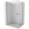 Mexen Mist-H L Duo Left Hinged Shower Enclosure 75 x 70 cm, Transparent, Brushed Copper - 8A5L-075L-070P-65-00