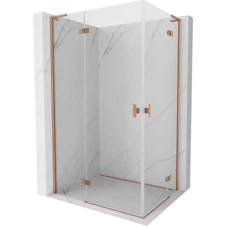 Mexen Mist-H L Duo Hinged Shower Enclosure Left 90 x 70 cm, Transparent, Brushed Copper - 8A5L-090L-070P-65-00