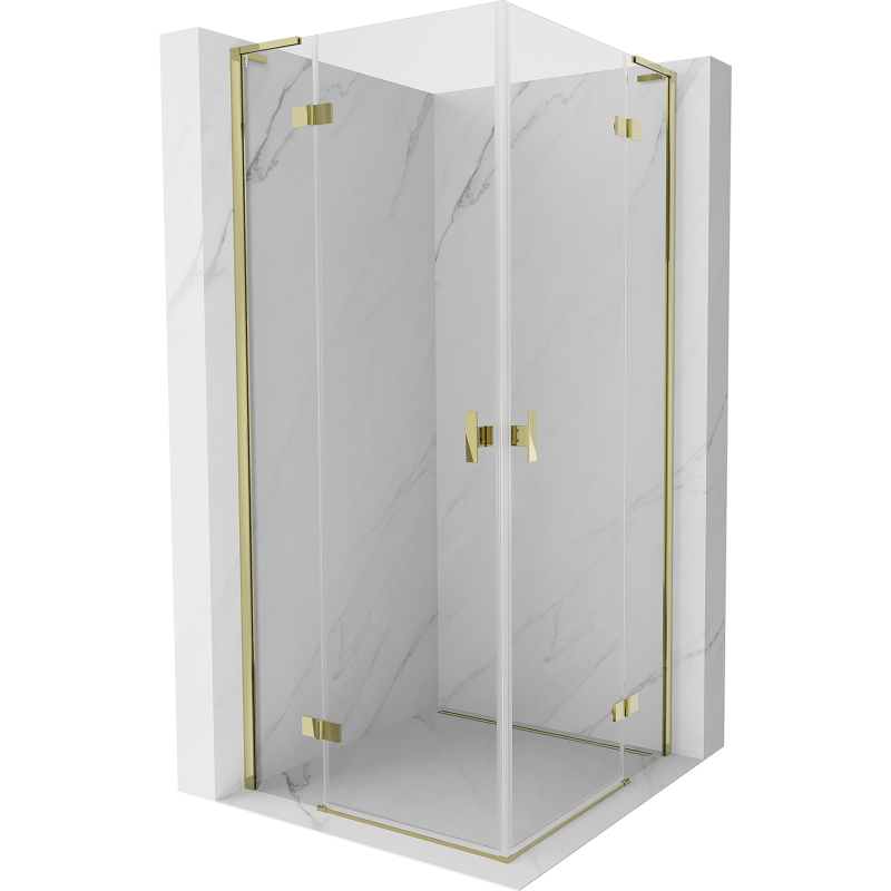 Mexen Mist-H L Duo Swing Shower Enclosure 80 x 80 cm, Transparent, Gold - 8A5L-080L-080P-50-00