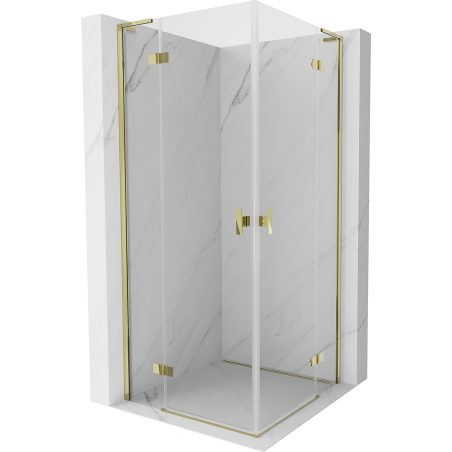 Mexen Mist-H L Duo Swing Shower Enclosure 80 x 80 cm, Transparent, Gold - 8A5L-080L-080P-50-00