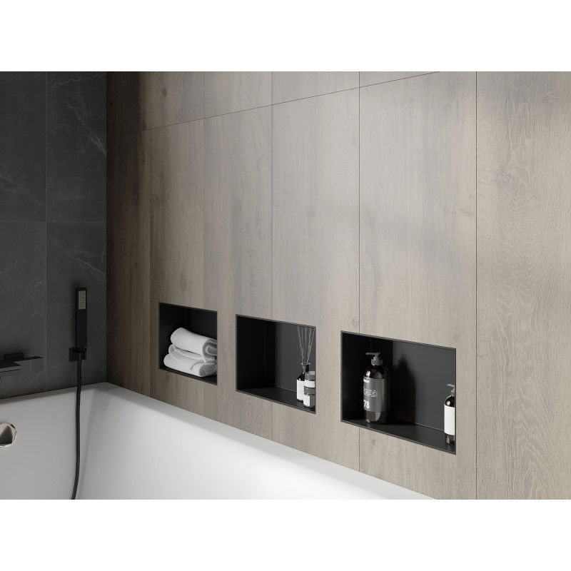 Mexen X-Wall-NR recessed shelf without flange 30 x 20 cm, black - 1971302010