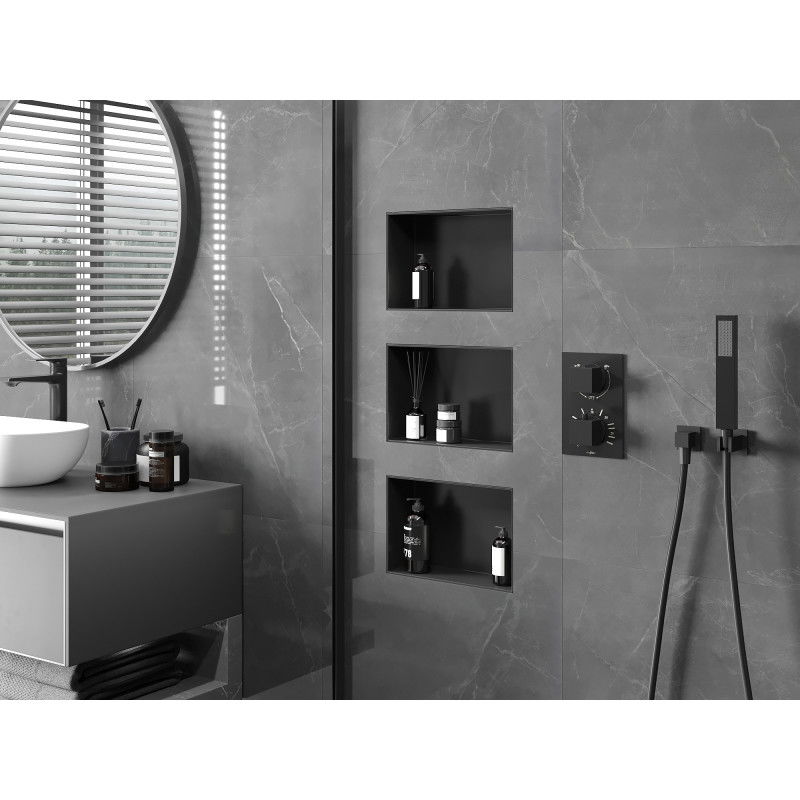 Mexen X-Wall-NR recessed shelf without flange 30 x 20 cm, black - 1971302010