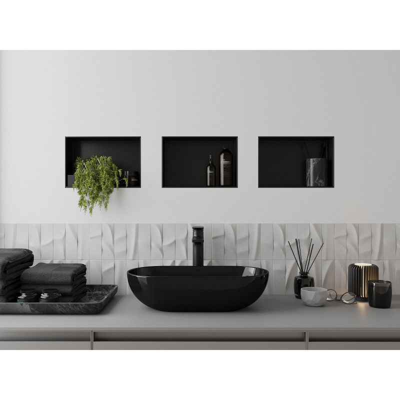 Mexen X-Wall-NR recessed shelf without flange 30 x 20 cm, black - 1971302010