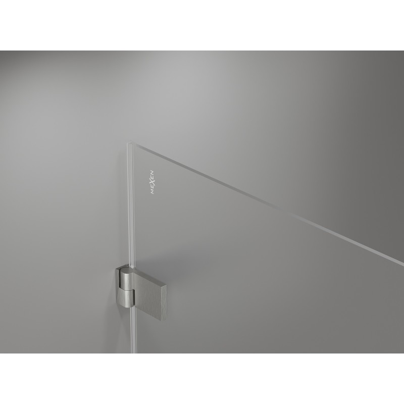 Mexen Lunar-B left hinged shower enclosure 85 x 70 cm, transparent, brushed nickel - 832-085-070-97-00-L