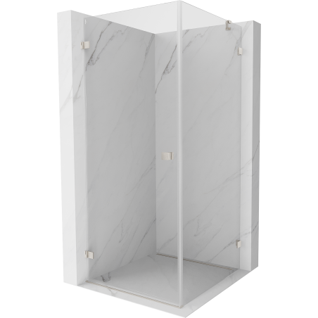 Mexen Lunar-B Shower Enclosure, Hinged Left, 90 x 90 cm, Transparent, Brushed Nickel - 832-090-090-97-00-L