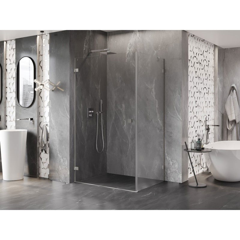 Mexen Lunar-B Hinged Left Shower Enclosure 95 x 90 cm, Transparent, Brushed Nickel - 832-095-090-97-00-L