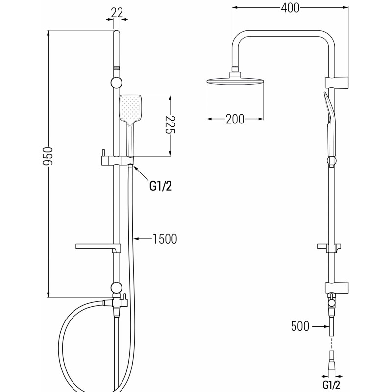 Mexen X62 shower column, brushed gun gray - 798626291-66