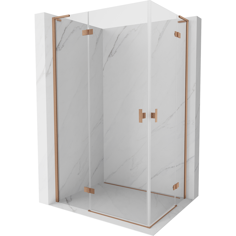 Mexen Mist-H L Duo hinged shower cabin 70 x 90 cm, transparent, brushed copper - 8A5L-070L-090P-65-00