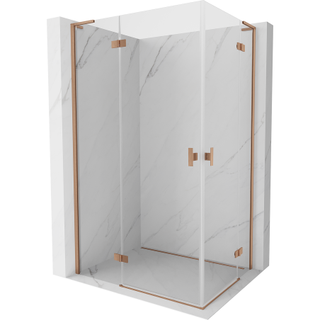 Mexen Mist-H L Duo shower enclosure 70 x 100 cm, transparent, brushed copper - 8A5L-070L-100P-65-00
