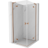 Mexen Mist-H L Duo 100 x 100 cm Hinged Shower Enclosure, Transparent, Brushed Copper - 8A5L-100L-100P-65-00
