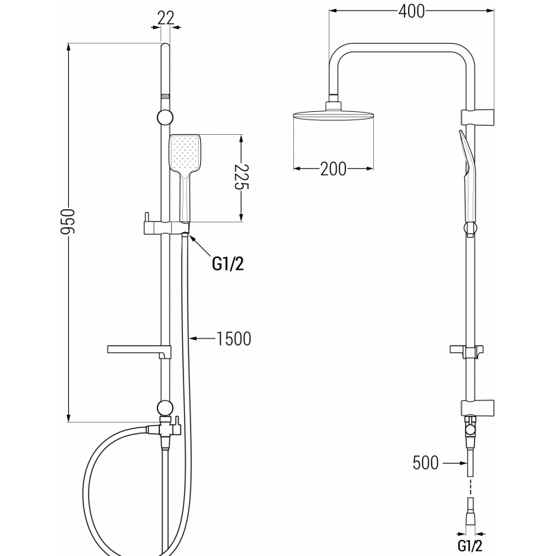 Mexen X62 shower column, black - 798626291-70