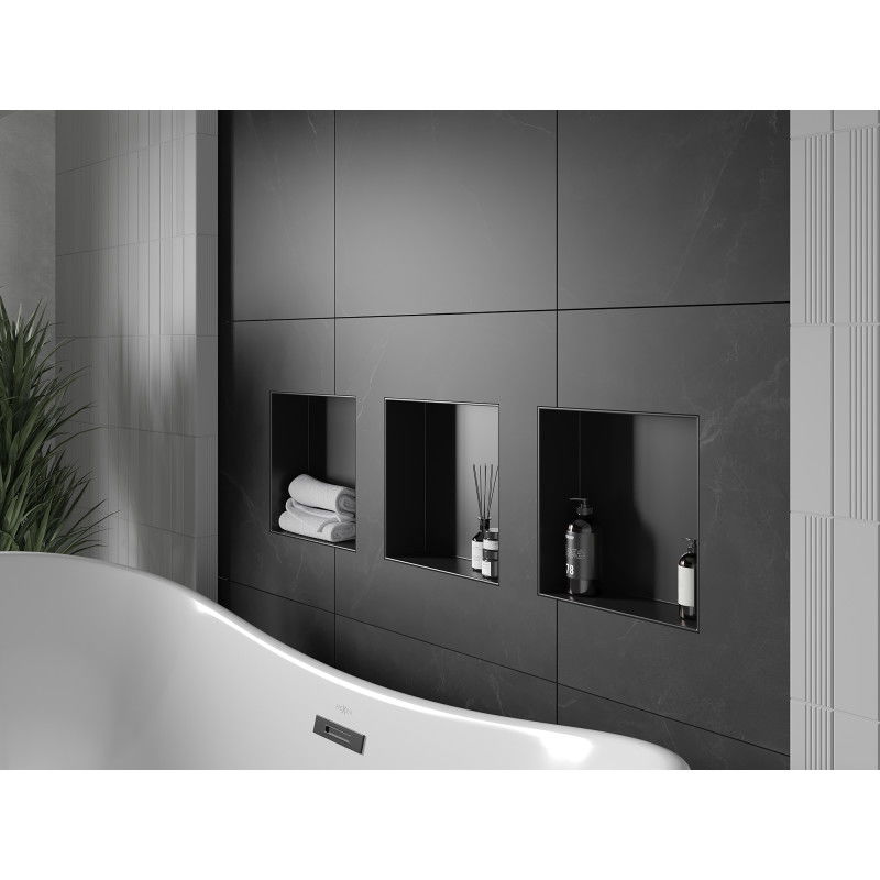 Mexen X-Wall-NR recessed shelf without flange 30 x 30 cm, black - 1971303010