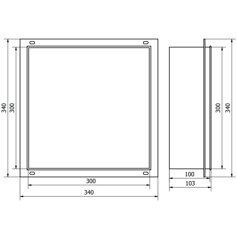 Mexen X-Wall-NR recessed shelf without flange 30 x 30 cm, white - 1921303010