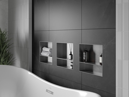 Mexen X-Wall-NR recessed shelf with a flange and shelf 30 x 30 cm, inox - 1911303010S