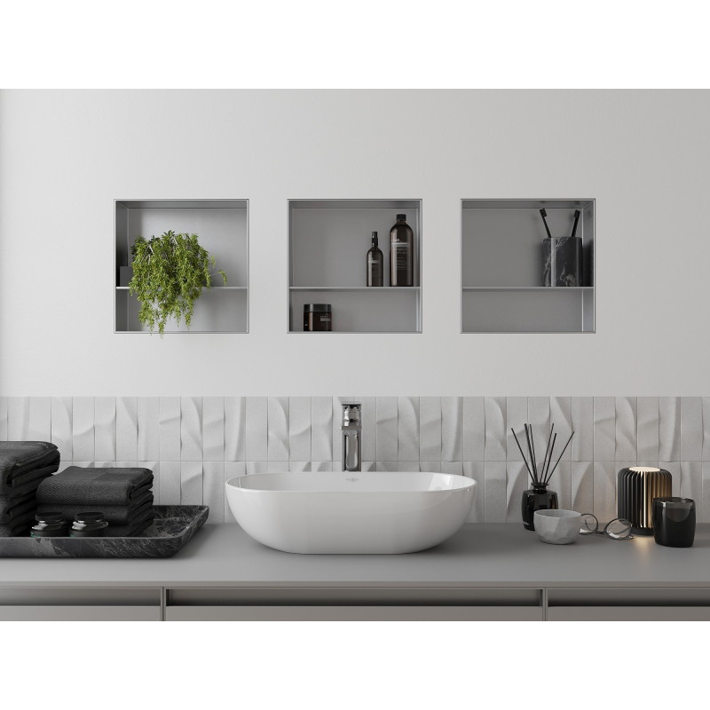 Mexen X-Wall-NR recessed shelf without a flange with a shelf 30 x 30 cm, inox - 1911303010S
