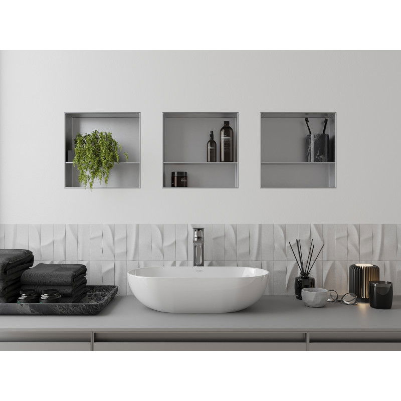 Mexen X-Wall-NR recessed shelf without flange with shelf 30 x 30 cm, inox - 1911303010S