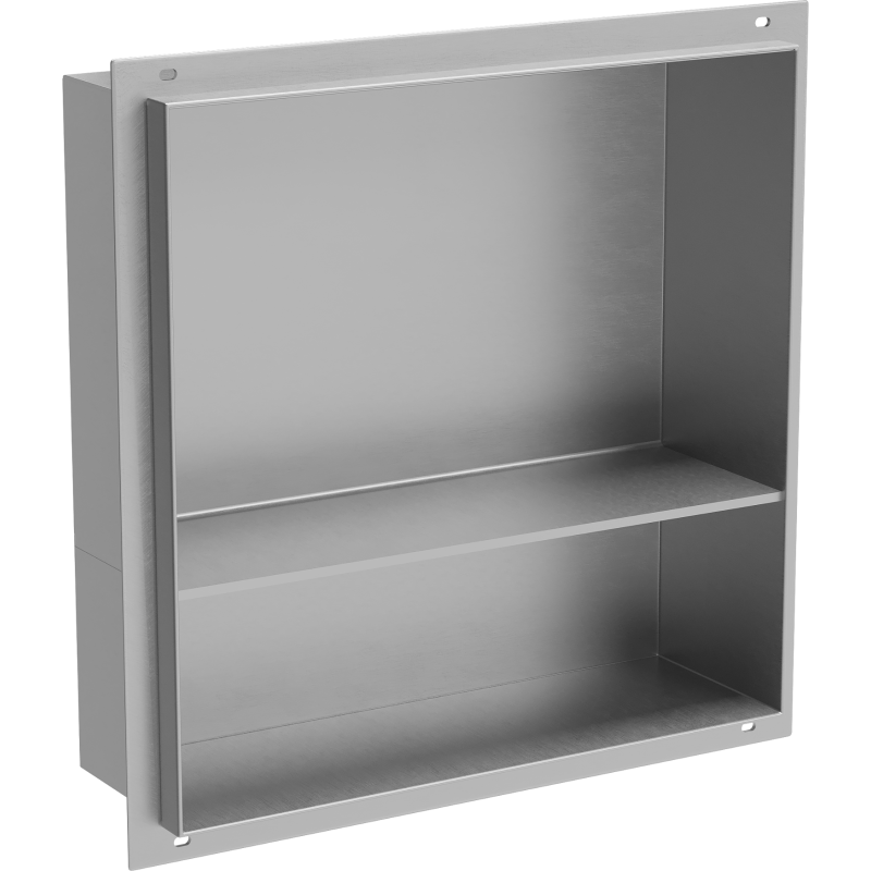 Mexen X-Wall-NR recessed shelf with a flange and shelf 30 x 30 cm, inox - 1911303010S